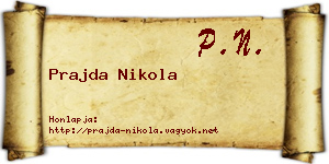 Prajda Nikola névjegykártya
